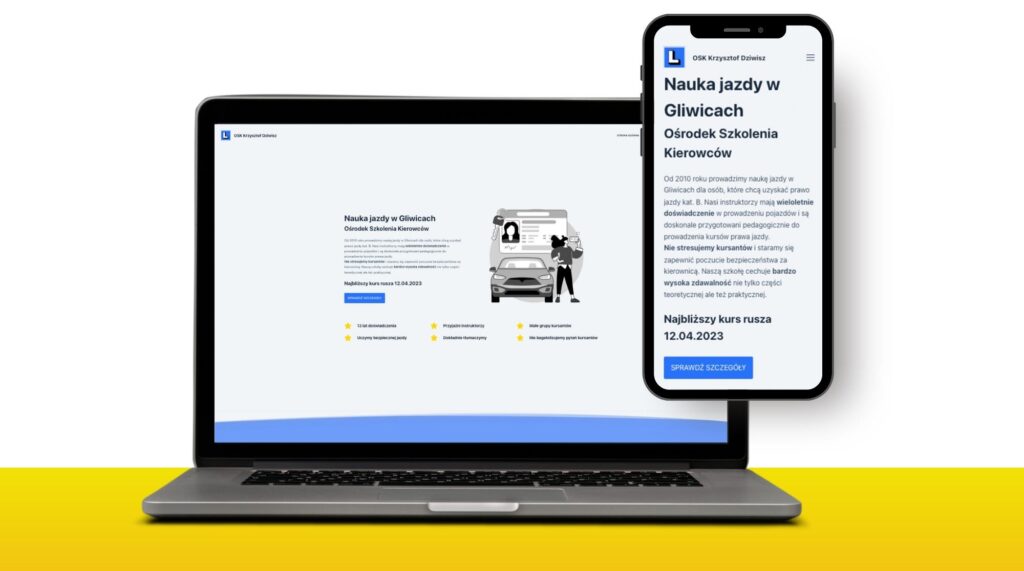 Strona internetowa OSK Dziwisz – realizacja Marketing w Sieci
