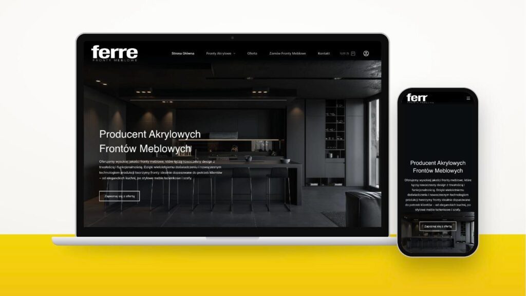 Strona ferrefronty.pl na laptopie i telefonie – realizacja Marketing w Sieci